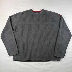 Abercrombie and Fitch Sweater Mens Large Gray Cotton Blend Ribbed‎ Crewneck